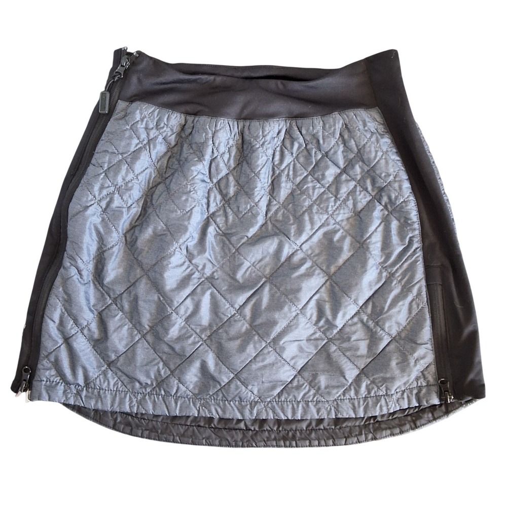 Swix S Quilted Insulated Skirt Black Gray Full Side Zip Winter Ski Activewear